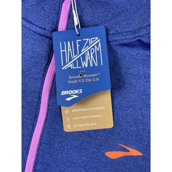 Brooks Womens Blue Dash 1/2 Zip 2.0 Pullover Running Shirt Long Sleeve Size XL - Picture 5 of 10